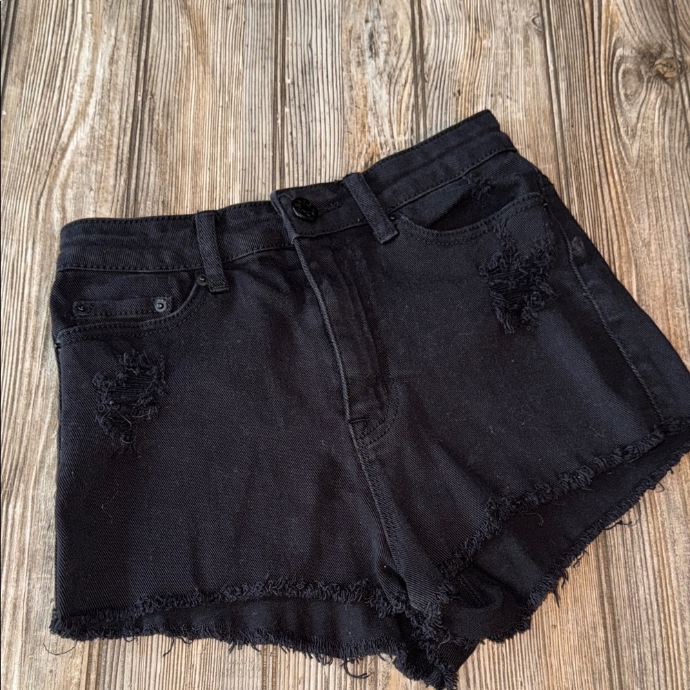 BDG Black Distressed Jean Shorts High-Waisted 26 waist dree cheeky denim